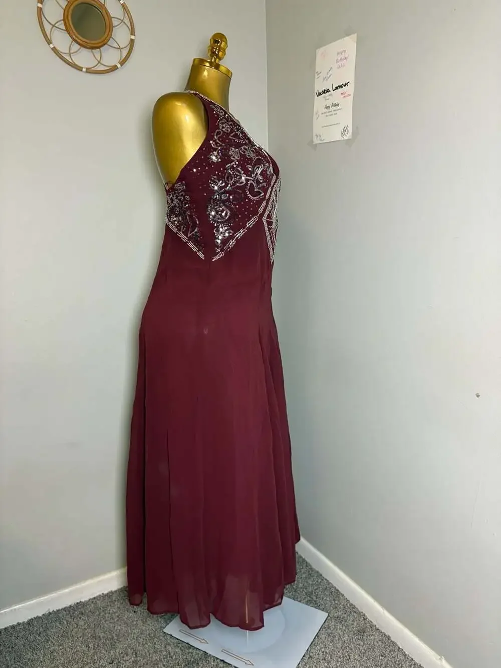Abercrombie & Fitch Beaded Plunge Maxi Dress